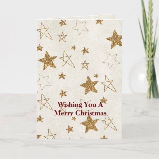 Gold Glitzer Stars Weihnachten Karte (Vorderseite)