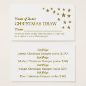 Gold Glitzer Stars, Weihnachts Party Raffles Ticke (Vorne & Hinten)