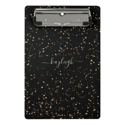 Gold Glitzer Staub auf schwarz Mini Klemmbrett (Vorderseite)