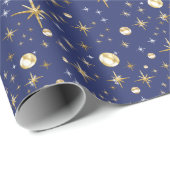 Gold-Glitzer-Sterne, blau und goldfarben, Geschenkpapier (Rolleneckpunkt)