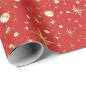 Gold-Glitzer-Sterne, rot und gold Geschenkpapier (Rolleneckpunkt)