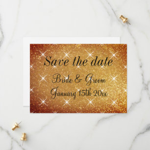 Gold-glitzer-Sterne Save-the-Date-Hochzeitskarten Save The Date