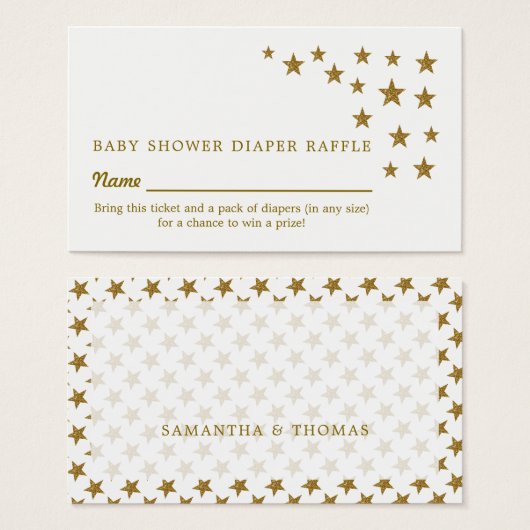 Gold-Glitzer-Sterne, Windeln-Raffelschein (Vorne & Hinten)