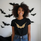 Gold Glitzer Stilisierte Bat Halloween Tri-Blend Shirt