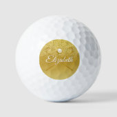Gold Glitzer Stilvolle Skriptbezeichnung Golfball (Vorderseite)