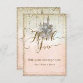 Gold Glitzer Storybook Burg Hochzeit Vielen Dank Dankeskarte (Vorne/Hinten)