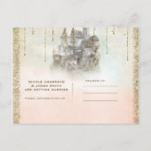 Gold Glitzer Storybook Burg Save the Date Ankündigungspostkarte (Rückseite)