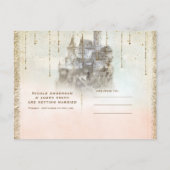 Gold Glitzer Storybook Burg Save the Date Foto Ankündigungspostkarte (Rückseite)