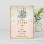 Gold Glitzer Storybook Burg Senior Prom 2018 Einladung (Stehend Vorderseite)