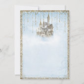 Gold Glitzer Storybook Castle Blue Baby Dusche Einladung (Rückseite)