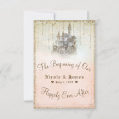 Gold Glitzer Storybook Castle Wedding RSVP Antwort (Rückseite)