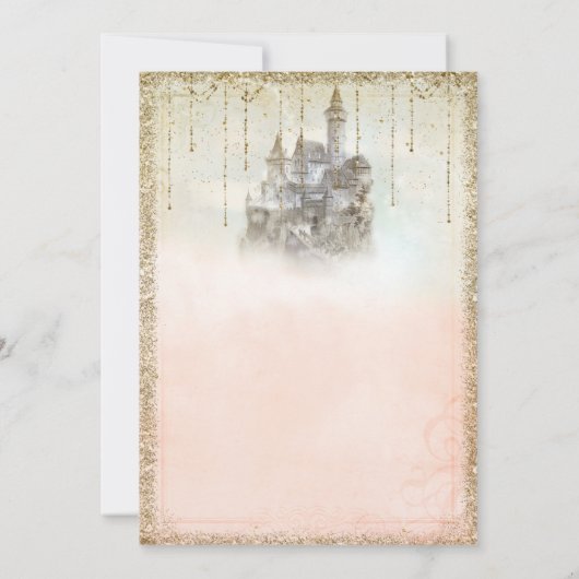 Gold Glitzer Storybook Polterabend Einladung (Rückseite)