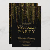 Gold Glitzer strahlt schwarzen Corporate Chic Weih Einladung (Vorne/Hinten)