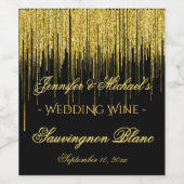 Gold Glitzer Streams Weinlabel Weinetikett (Einzelnes Label)