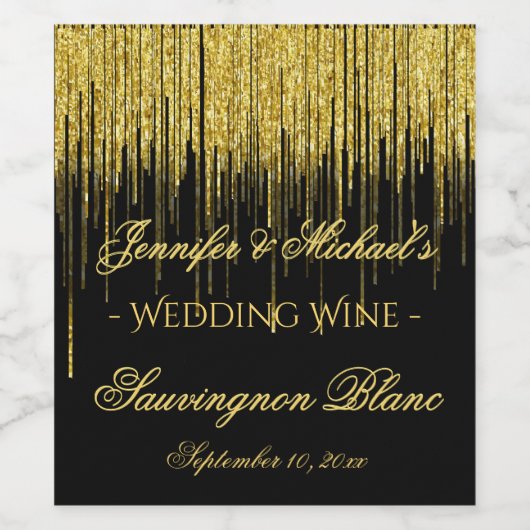 Gold Glitzer Streams Weinlabel Weinetikett (Einzelnes Label)
