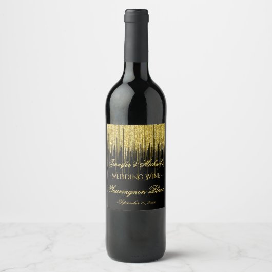 Gold Glitzer Streams Weinlabel Weinetikett (Vorderseite)