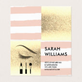 Gold Glitzer | Streifen | Eye Lash Beauty Visitenkarten (Außenseite Aufgefaltet)