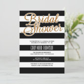 Gold Glitzer & Stripes Junggeselinnen-Abschied Einladung (Stehend Vorderseite)