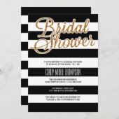 Gold Glitzer & Stripes Junggeselinnen-Abschied Einladung (Vorne/Hinten)