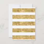 Gold Glitzer Stripes Rosa Blumenzange RSVP Karte (Rückseite)