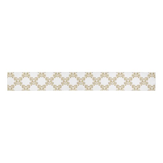 Gold Glitzer Style Hearts Wedding Pattern Ripsband (Vorderseite)