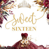 Gold Glitzer Sweet 16 Hintergrund Burgundy Blume Wandteppich