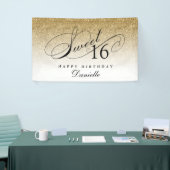 Gold Glitzer Sweet 16 Personalisiert Geburtstag Banner (Messeveranstaltung)