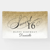 Gold Glitzer Sweet 16 Personalisiert Geburtstag Banner (Horizontal)
