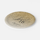 Gold Glitzer Sweet 16 Personalisiert Pappteller (Schrägansicht)