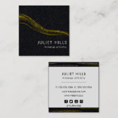Gold Glitzer Swish und Black Square Business Card Quadratische Visitenkarte (Vorne/Hinten)