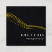 Gold Glitzer Swish und Black Square Business Card Quadratische Visitenkarte (Vorderseite)