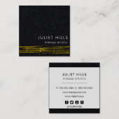 Gold Glitzer Swish und Black Square Business Card Quadratische Visitenkarte (Vorne/Hinten)