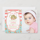 Gold Glitzer Tee für zwei Geburtstage Foto Einladung (Vorderseite)