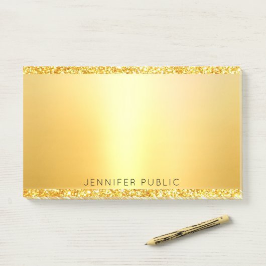 Gold Glitzer Template Moderne Elegant Beruflich Post-it Klebezettel (Auf Schreibtisch)