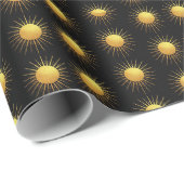 Gold Glitzer Textur Sun auf schwarz Geschenkpapier (Rolleneckpunkt)