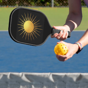 Gold Glitzer Textur Sun auf schwarz Pickleball Schläger