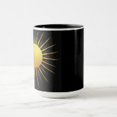 Gold Glitzer Textur Sun auf schwarz Tasse (Zentrum)