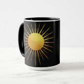Gold Glitzer Textur Sun auf schwarz Tasse (Vorderseite Links)