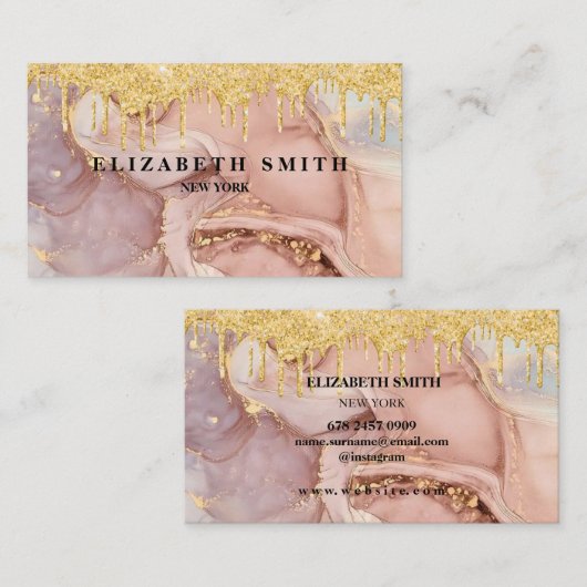 Gold Glitzer Texture Marble Business Card Visitenkarte (Vorne/Hinten)