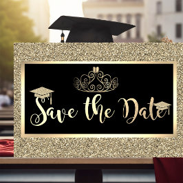 Gold Glitzer, Tiara Abschluss Save the Date