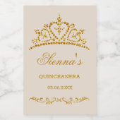 Gold Glitzer Tiara in Herzform Quinceanera Weinetikett (Einzelnes Label)