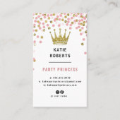 Gold Glitzer Tiara Pink Dots Chic Party Princess Visitenkarte (Vorderseite)