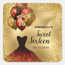 Gold Glitzer Tiara Red Dress Sweet 16 Geburtstag
