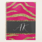 Gold Glitzer Tiger Streifen & Initialen auf Hot Pi Planer (Vorderseite)