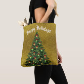 Gold Glitzer Tote Tasche mit Weihnachtsbaum (Von Nahem)