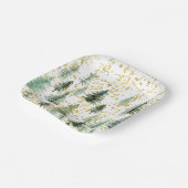 Gold Glitzer Trees Weihnachtspapier Tafel Pappteller (Gewinkelt)