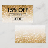 Gold Glitzer Trendy Discount Vielen Dank Visitenkarte (Vorne/Hinten)