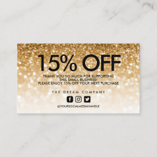 Gold Glitzer Trendy Discount Vielen Dank Visitenkarte