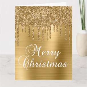 Gold Glitzer Tropfen auf Imitate Frohe Weihnachten Karte