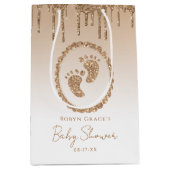 Gold Glitzer Tropfen Baby Showbeutel Mittlere Geschenktüte (Vorderseite)